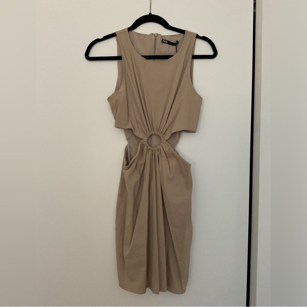 Zara Beige Ring Cutout Mini Dress - Picture 3 of 4